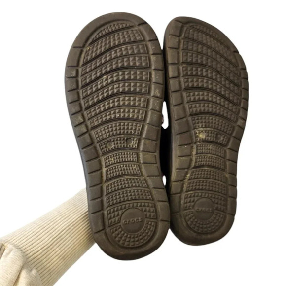 Crocs Mens Reviva Flip Flops Size 9 Brown Slip On Thongs Comfort - Picture 6 of 9